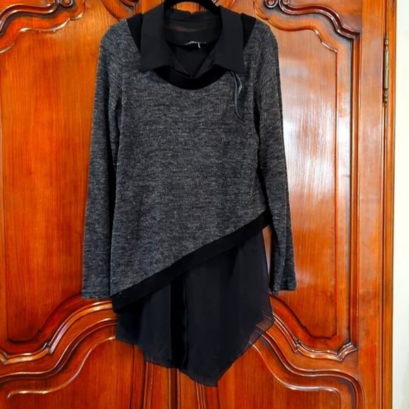 French Designed Layered Blouse/Sweater - Picture 1 of 3